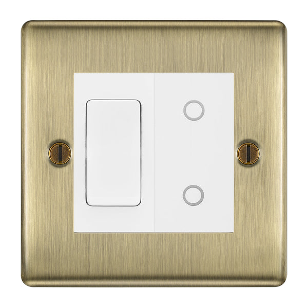 BG Antique Brass 2 Gang Custom Switch 1x 2 Way Switch 1x Master Touch Dimmer White Inserts