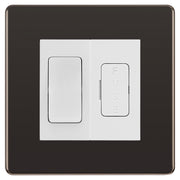 BG Flatplate Screwless Black Nickel 20A Double Pole Switch & 13A Fused Spur Plate | White Insert