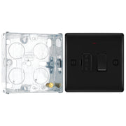 BG Nexus Matt Black 13A Neon Switched Fused Spur Unit NFB52 with 25mm Steel Back Box by British General (BG-NFB52+HGS02)