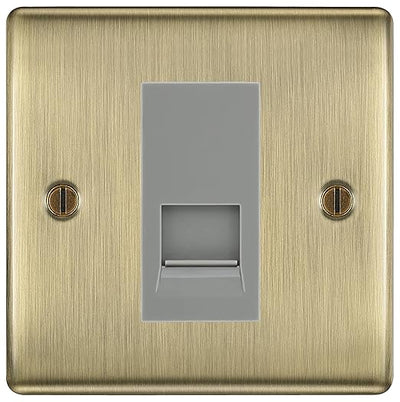 BG Nexus Antique Brass Single RJ11 Telephone Socket NABRJ111 - Grey Insert by British General (BG-NABRJ111G)