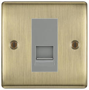 BG Nexus Antique Brass Single RJ11 Telephone Socket NABRJ111 - Grey Insert by British General (BG-NABRJ111G)