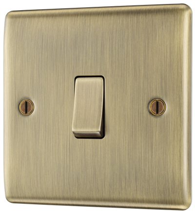 BG NAB13 Nexus Metal Antique Brass 1 Gang 10A 10AX Intermediate Plate Switch