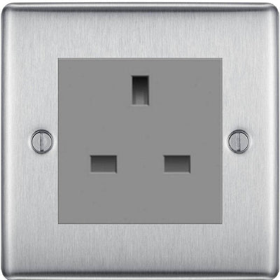 BG Nexus Brushed Steel 13A Unswitched Socket NBSUSSG by British General (BG-NBSUSSG)