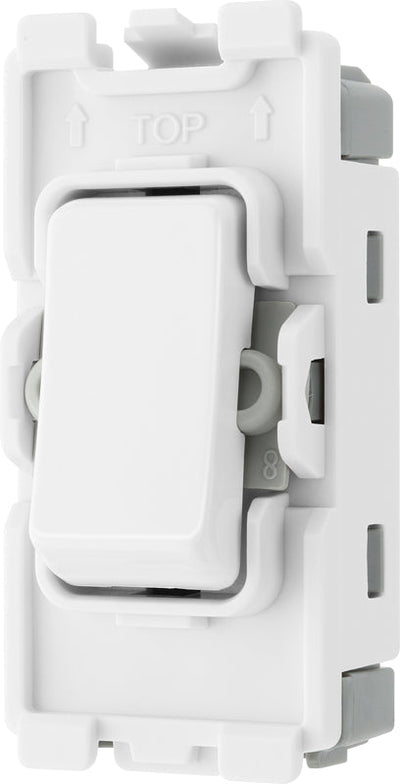 BG RPCDW12 Evolve Grid White 20A 20AX 2 Way 1 Pole Switch Module by British General (BG-RPCDW12)