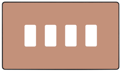 BG RPCDCP4B Evolve Grid Polished Copper 4 Module Rectangular Front Plate - Black Trim