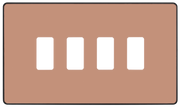 BG RPCDCP4B Evolve Grid Polished Copper 4 Module Rectangular Front Plate - Black Trim by British General (BG-RPCDCP4B-Shopify-SA_1)