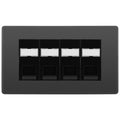 BG Evolve Black Chrome 4 Gang RJ45 Cat5e Data Socket Black Inserts