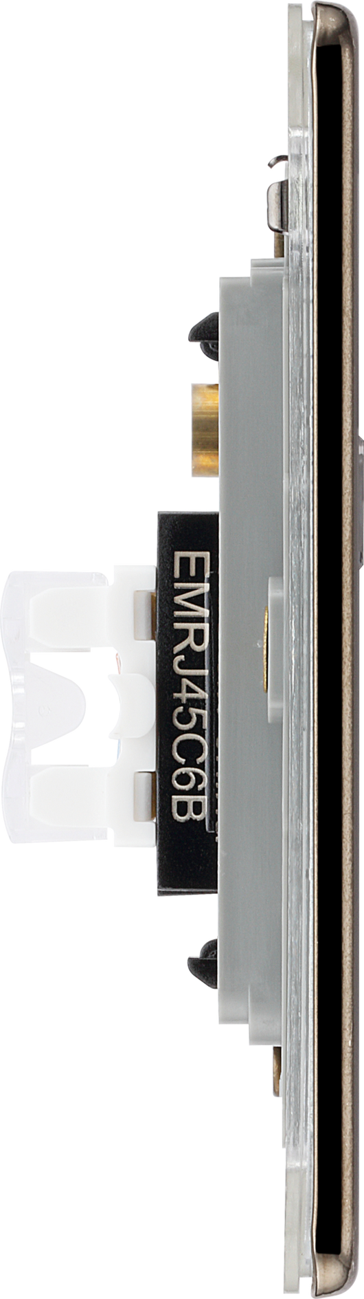  FBNRJ451 Side - This RJ45 ethernet socket from British General uses an IDC terminal connection and is ideal for home and office providing a networking outlet with ID window for identification.