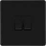 BG Nexus Flatplate Screwless Matt Black Double Light Switch FFB42 20 Amp by British General (BG-FFB42-1)