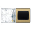 BG Evolve Satin Brass 1G Wide Rocker Light Switch PCDSB12WB with 25mm Steel Back Box