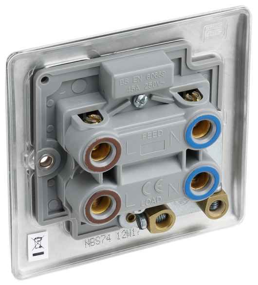 NBS74 Back - This 45A single switch for cookers from British General is double poled for safety and has a flush power indicator.