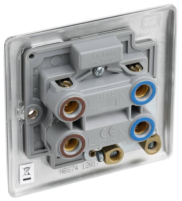 NBS74 Back - This 45A single switch for cookers from British General is double poled for safety and has a flush power indicator.