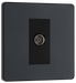 PCDMG60B Front - This Evolve Matt Grey single coaxial socket from British General can be used for TV or FM aerial connections. This socket has a low profile screwless flat plate that clips on and off, making it ideal for modern interiors.