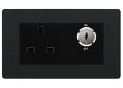 BG Evolve Matt Black 13A Double Pole Key Controlled Socket – Black Inserts by British General (BG-PCDMBKYSWSB)
