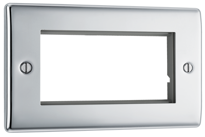 BG Electrical NPCEMR4 Euro Module Nexus Metal 4 Module Rectangular Front Plate Polished Chrome