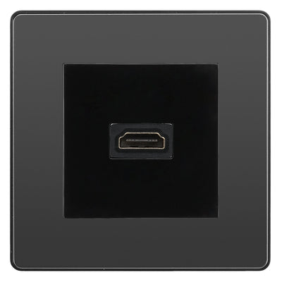 BG Evolve Black Chrome PCDBCHDMI1B 1 Gang Single HDMI Socket by British General (BG-PCDBCEMS2B+EMHDMIB)