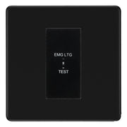 BG Flatplate Screwless Matt Black 20AX 2 Way Emergency Lighting Test Key Switch - Key Included - Black Insert