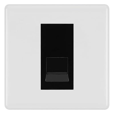 BG White Moulded Single IDC Secondary Telephone Socket - Black Insert by British General (BG-NWMBTS1B)