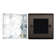 BG Nexus Black Nickel 2A Unswitched Round Pin Socket and 25mm Steel Back Box by British General (BG-NBN28B+HGS02)