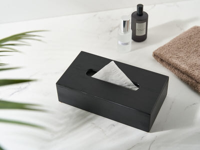 Corby Buxton Rectangle Tissue Box Cover in Black BUSA Bamboo