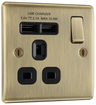 BG NAB21U2B Nexus Metal Antique Brass 1 Gang 13A 2x USB-A 2.1A Switched Socket by British General (BG-NAB21U2B-Shopify-SA_1)