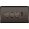 BG Nexus Black Nickel 4 Gang Switch 3x Trailing Edge LED Dimmer 1x Intermediate Custom Grid Switch
