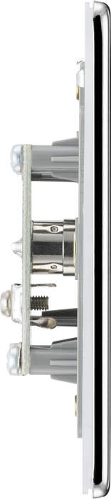Newlec British General FPC60 Nexus Flatplate Screwless Polished Chrome 1 Gang Coaxial TV Socket