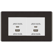 BG Screwless Black Nickel 4G Faceplate with 45W USB A+C Charger Modules - White Insert by British General (BG-FBNEMR4+EMUSBAC45W)