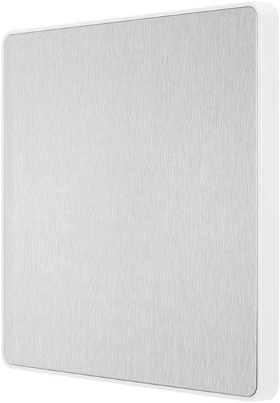 BG Evolve PCDBS94W Single Blank Plate - Brushed Steel (White) by British General (BG-PCDBS94W)