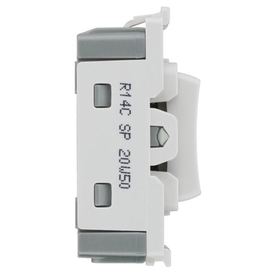 BG R14C Nexus Grid White 20A 20AX 2 Way 1 Pole Retractive PRESS Centre-Off Switch Module