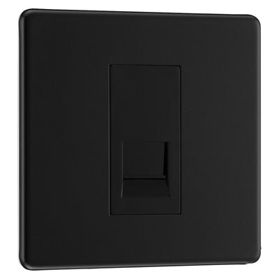 BG Screwless Matt Black Single Secondary Telephone Socket FFBBTS1 with 25mm Steel Back Box
