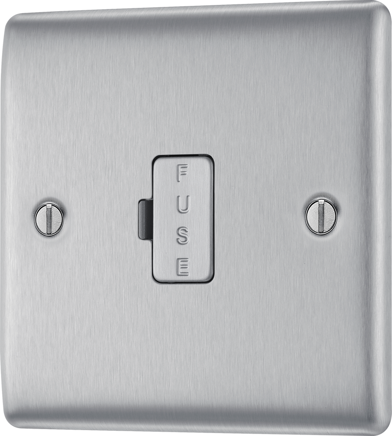 BG NBS54 Nexus Metal Brushed Steel 13A Unswitched Fused Spur Unit