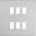 BG Electrical RFBS6 Nexus Grid Brushed Steel Screwless Front Plate 6 Module