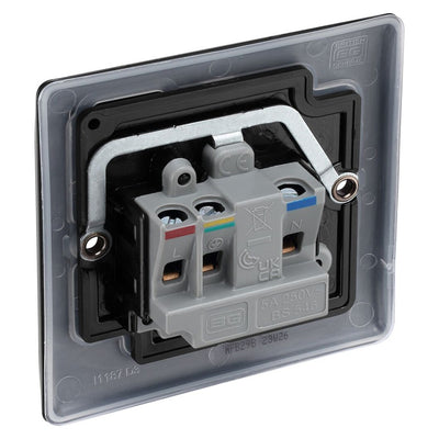 BG Nexus Matt Black 5A Unswitched Round Pin Socket NFB29B with 25mm Steel Back Box