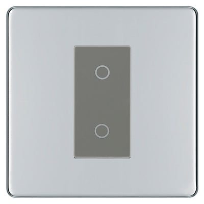 BG Nexus Screwless Polished Chrome Single Master Touch Dimmer Switch Grey Insert FPCTDM1G by British General (BG-EMTDMG+FPCEMS1)