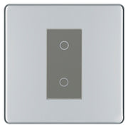 BG Nexus Screwless Polished Chrome Single Master Touch Dimmer Switch Grey Insert FPCTDM1G by British General (BG-EMTDMG+FPCEMS1)