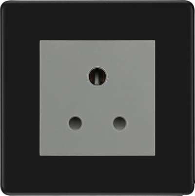BG Flatplate Screwless Matt Black 5A Unswitched Socket FFB29MG by British General (BG-FFB29MG)