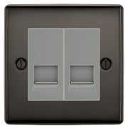 BG Nexus Black Nickel Double RJ11 Telephone Socket NBNRJ112 - Grey Insert by British General (BG-NBNRJ112G)