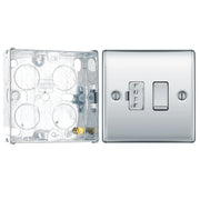 BG Nexus Metal Polished Chrome 13A Fused Connection Switched NPC50 with 25mm Steel Back Box by British General (BG-NPC50+HGS02)