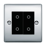 BG Nexus Polished Chrome Double Master Touch Dimmer Switch Black Inserts by British General (BG-EMTDMB+NPCEMS2)