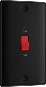 BG NFB72 Nexus Metal Matt Black 2 Gang Vertical 45A Neon Cooker Switch by British General (BG-NFB72-Shopify-SA_1)