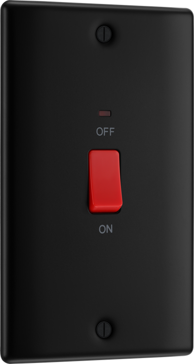 BG NFB72 Nexus Metal Matt Black 2 Gang Vertical 45A Neon Cooker Switch by British General (BG-NFB72-Shopify-SA_1)