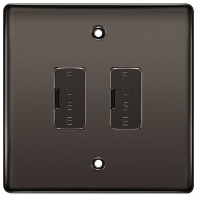 BG Black Nickel 2 Gang Unswitched Fused Spur 13 Amp Connection Unit