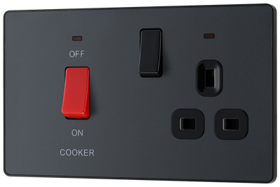 BG PCDMG70B Matt Grey Evolve 45A 2 Pole Unit 13A Socket - Black Insert