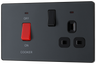 BG PCDMG70B Matt Grey Evolve 45A 2 Pole Unit 13A Socket - Black Insert by British General (BG-PCDMG70B-Shopify-SA_1)