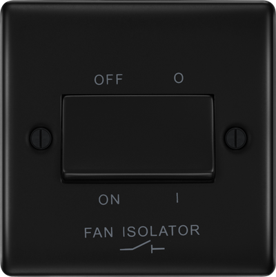 BG NFB15 Nexus Metal Matt Black 1 Gang 10A Triple Pole Fan Isolator Switch