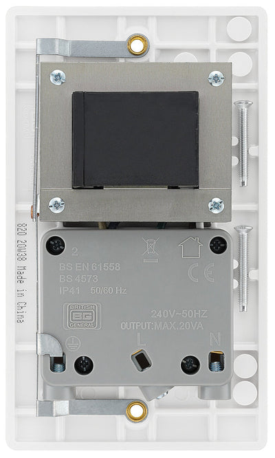 BG 820 Moulded Round Edge | White | 115-230V Dual Voltage Shaver Socket by British General (BG-820)
