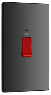 BG PCDBC72B Black Chrome Evolve 45A 2 Pole Large Plate LED Switch - Black Insert by British General (BG-PCDBC72B-Shopify-SA_1)