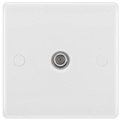 BG 864 Moulded Round Edge | White | 1 Gang Satellite TV Socket Outlet by British General (BG-864)