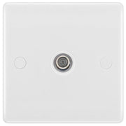 BG 864 Moulded Round Edge | White | 1 Gang Satellite TV Socket Outlet by British General (BG-864)